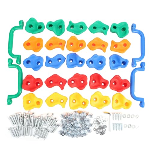 Rock Climbing Holds Set, Colorful Ergonomic Stones with Textured Grip for Indoor Outdoor Climbing Walls