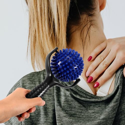 Alipis Large Spiky Ball Yoga Pilates Massage Stick, Handheld Muscle Roller for Shoulder and Calves, Portable Back Stretching Rod for Workout and Muscle Knot Relief