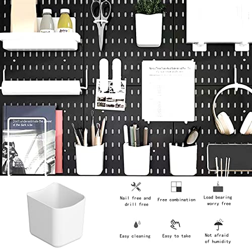 Chris.W 3Pack Pegboard Containers Pegboard Pencil Cup Basket White Pegboard Bins Accessories Peg Attachments for Arts Crafts Pens - Compatible with IKEA Skadis Pegboard(3.5"x 3"x 3.1") - color: 3pcs Pegboard Containers
