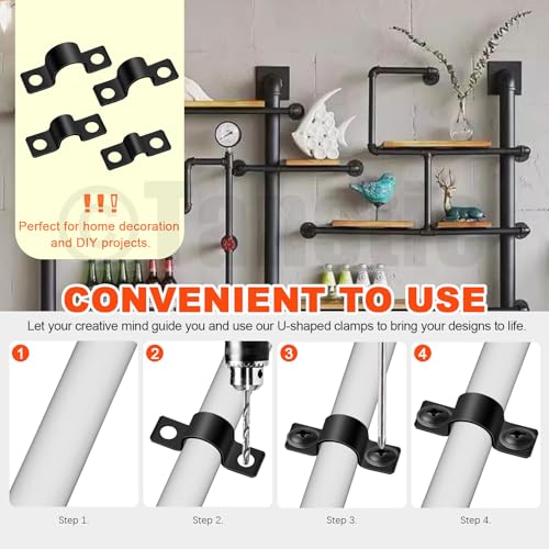 Tanstic 25Pcs Black Two Hole Pipe Strap, 3/16” Two Hole Strap U Bracket Rigid Pipe Strap Pipe Strap Clamp with Phillips Modified Truss Head Wood Screws for Fixing Pipe, Conduit, U Bracket - size: 3/16 Inch