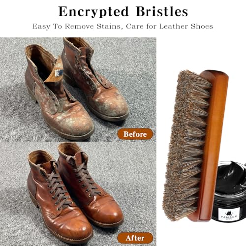 Shoe Brush, Horsehair Shoe Brush Shoe Cleaning Brush Boot Brush for Leather, Shoe Brushes Shoe Shine Brush Brush Shoe Polish Brush for Cleaning and Care Leather Shoes Clean Dauber Applicators
