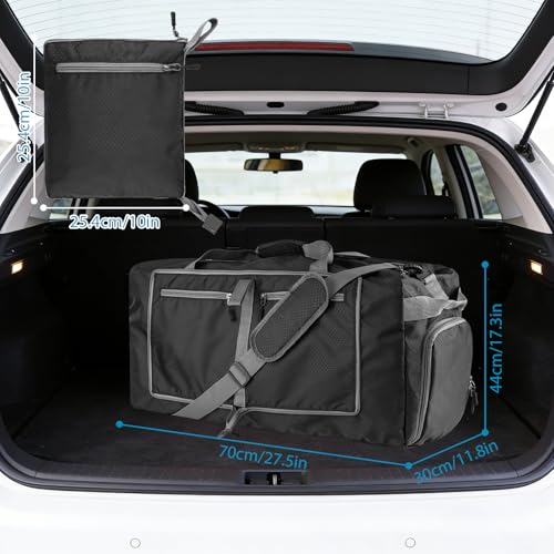 60L Duffle Bag with Shoes Compartment - Foldable&Large Capacity Travel Duffel Bags, Lightweight & Water-Resistant Gym Bag - Black - color: 60L-Black