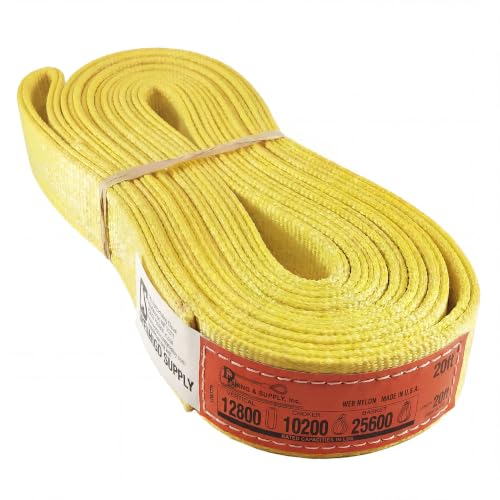 DD Sling 2" x 20' Nylon Endless Lifting Sling – USA Made | 12,800 lb Vertical, 10,200 lb Choker, 25,600 lb Basket – 2 Ply Heavy Duty 900 Webbing, Type 5 Endless Rigging Sling - size: 2"x20'