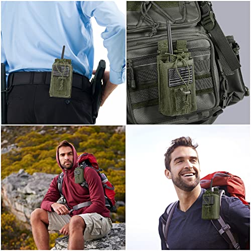 FRTKK Tactical Radio Holder Radio Holster Molle Radio Pouch Universal Radio Case Military Heavy Duty Radio Bag for Police Firefighter Two Ways Walkie Talkies Vest (Army green) - color: Army green