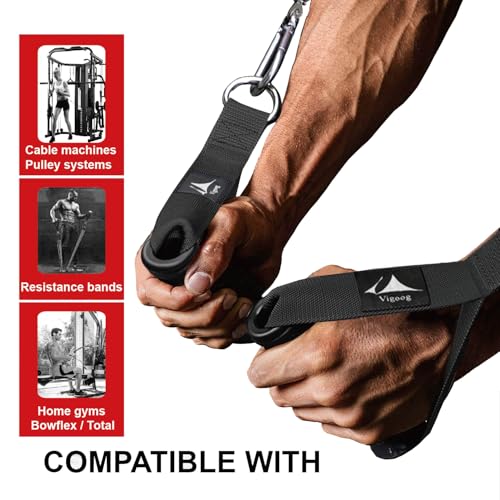 Heavy Duty Gym Exercise Handles Attachment for Cable Machine,Resistance Band,Pulley System Home Fitness Workout Equipment, with Elastic Rubber Grip and 2 Large Carabiners - color: Space Black xw