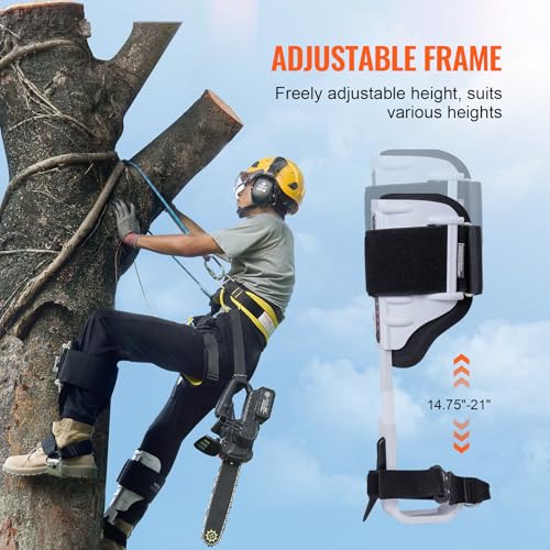 VEVOR Tree Climbing Spikes, 1 Pair Height-Adjustable Climbing Spurs, 350lbs Load Capacity Tree Climbing Gear with Straps, Arborist Equipment for Climbers, Hunting, Fruit Picking - color: White (Upgraded)