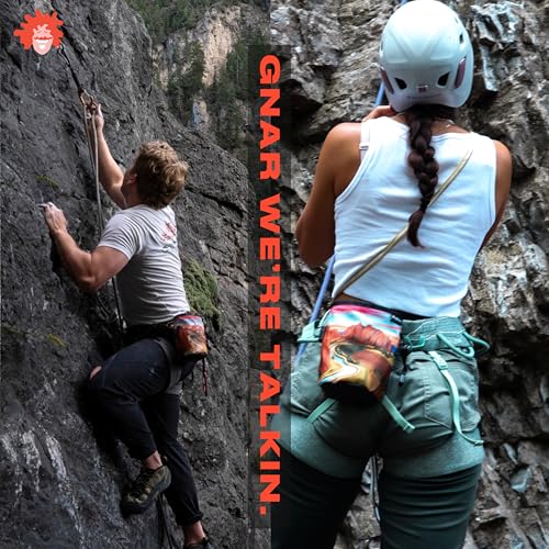 Rock Climbing Chalk Bag | for Outdoor, Gym, & Bouldering | Adjustable Waist Belt, Durable Drawstring Closure, & Zippered Pocket - style: Smith Rock