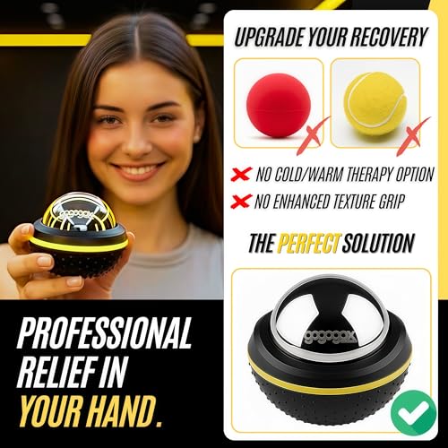 gogogox Cryosphere Cryo Cold Massage Roller Ball, 60mm Ice Roller for Sore Muscle Relief - Plantar Fasciitis Deep Tissue Massager, Cold Therapy Non Electric Hand Held Foot Hip Leg Massage Ball Roller