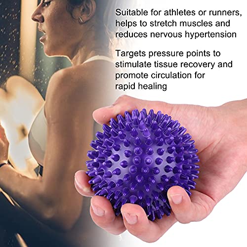 2Pcs Spiky Hard Massage Balls,Soft Spiked Manual Massager Rollers Body Spiky Balls Fitness Finger Relax Tool for Plantar Fasciitis Exercise Back Feet (Small 7.5cm) - color: Purple, size: Small 7.5cm