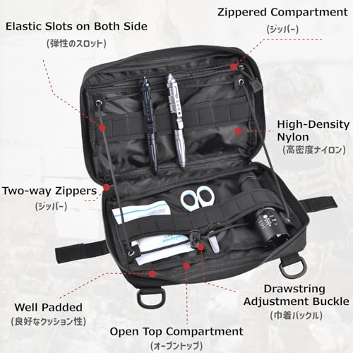 Azarxis Equipment Multi-Purpose Tactical EDC Admin MOLLE Pouch Utility Tools Bag Organizer Military Waist Belt Modular Attachment - color: #03 - Black