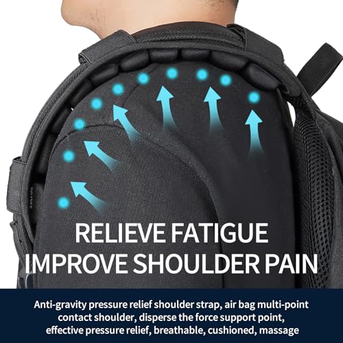 JFT Shoulder Strap Pad 3D Air Cushion Adjustable Air Pressure Suitable for All Kinds of Backpacks 2Pcs(Black) - size: Four Rows