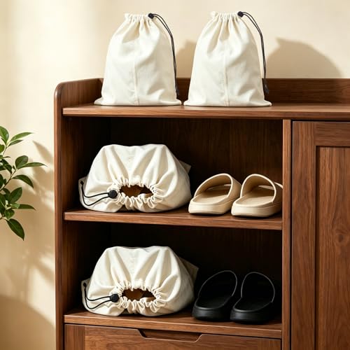 4 Pcs Shoe Bags for Travel, Shoes Pouch with Partition Design & Drawstring | 13.8"x17.7" Fits Most Shoes, Dust Resistant, Washable & Reusable Travel Shoe Bags, Travel Essentials for Men Women - color: Grey