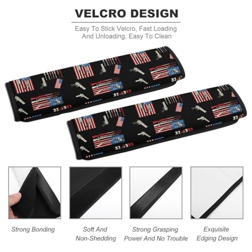 Soft Padded Car Seat Straps Shoulder Pads for Elderly Support, All Vehicles, 1 Pair American Flag Military Guns Shoulder Protector Anti-Slip Pad - color: Pattern 42