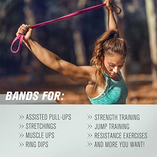 RitFit Pull Up Assist Band in Natural Latex for Stretching and Mobility | Resistance Band,Eco-Friendly Latex, Pull-Ups Powerlifting, Physical Therapy Rehab, Full-Body Training, Mobility Training - color: Rose Pink