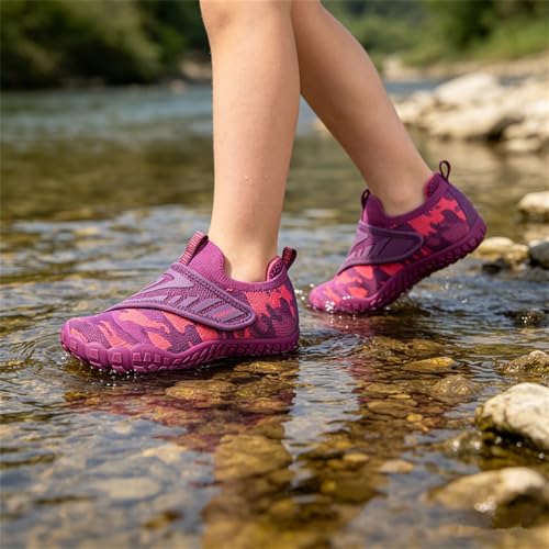 KUBUA Versatile Kids Water Shoes Boys Girls Quick Dry Swim Aqua Socks | Wide Toe Box, Lightweight, Barefoot-Style, Breathable, Beach, Pool, Kayak, Water Parks, Hiking, Toddler, Little Kid, Big Kid - color: Purple, size: 10.5 Little Kid