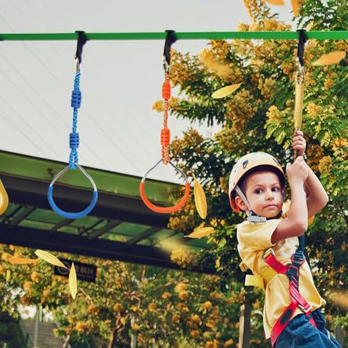Ninja Rings Monkey Bars Swing Trapeze Bar Playground Swingset Rings Ninja Course for Kids Ninja Gymnastic Rings Backyard Ninjaline Obstacle Accessories (6 Color)