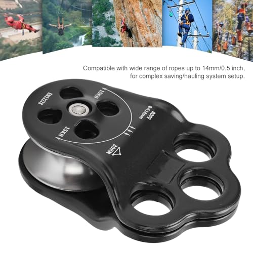30KN Climbing Pulley, Three Hole Hitch Climbing Assist Pulley Climber Double Bearing for Rock Rappelling Zipline Sports Rigging Hauling Arborist