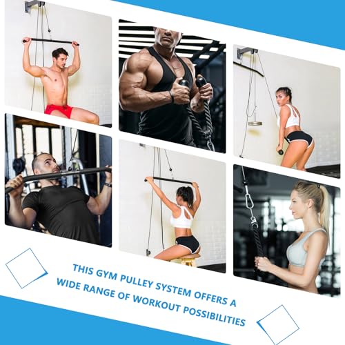 Wall Mounted Pulley System, Low Cable Machine Pulley System for LAT Pulldown, Biceps Curl Home Gym Equipment with Fitness Pull Down Bar, Tricep Rope - style: Wall Mounted Pulley System