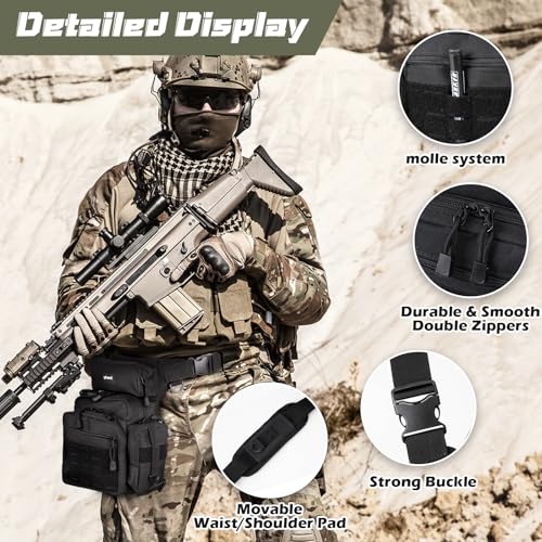 Jueachy Drop Leg Bag for Men Tactical Metal Detecting Thigh Pack with Water Bottle Pouch - color: Black Updated
