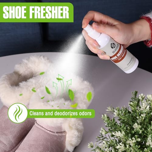7PCS Shoe Cleaning Kit | 2 Bottles Cleaner, Deodorizer, Protector, 2 Brushes, Microfiber Towel, For Sneaker, Leather, Nubuck, Suede, Mesh & Canva
