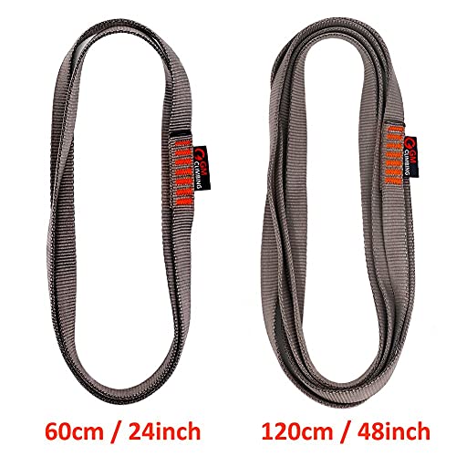 GM CLIMBING 16mm Nylon Sling Runner 22kN / 4950lbf CE UIAA Certified - color: Gray, size: 120cm / 48inch | Single Unit