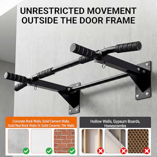 Pull Up Bar Wall Mounted - Multifunctional Wall Mounted Pull Up Bar for Home Gym