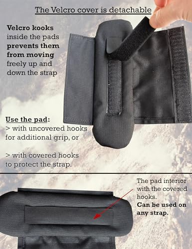 Shoulder Strap Pad for Optimal Weight Distribution, Plate Carrier Shoulder Pads with Velcro, Backpack Strap Pads, Shoulder Strap Cushion for Tactical and Weighted Vests, Body Armor, Waist Belts - color: Black