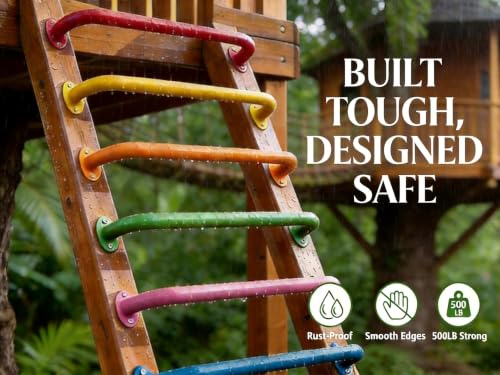 Monkey Bars Indoor Playground Handles 17inch, Heavy Duty Ceiling Grab Bars for Climbing Frames, Wall Ladders, Treehouses and Swing Set Accessories (6-Pack) - color: Yellow