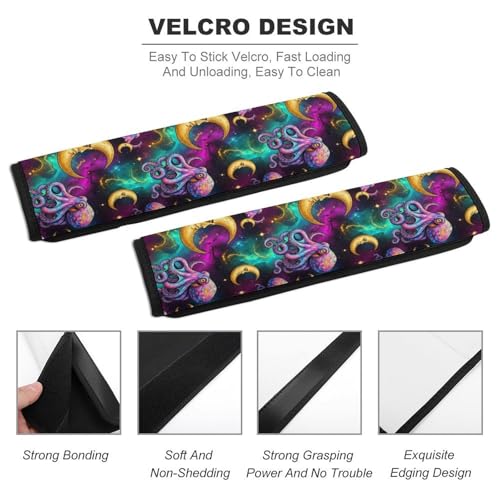 Universal Soft and Comfortable Car Seat Straps Shoulder Pads for Girls and Boys, Most Cars, 1 Pair Octopus Moon Galaxy Harness Pads Strap Comfortable Driving - color: Pattern 774