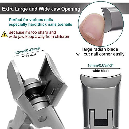 Nail Clippers for Men Thick Nails, Large Wide Jaw Opening Long Handle Heavy Duty Ultra Sharp Toe Nail Clippers with Catcher for Seniors,Adult,Women (Silver with File) - color: Silver With File