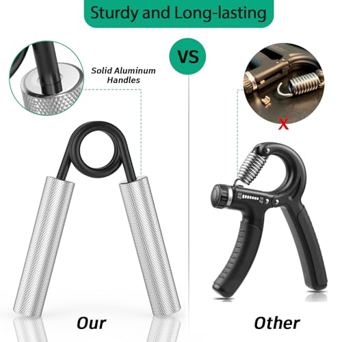 ZEAGUS Grip Strength Trainer 4 Pack,Metal Hand Grip Strengthener Kit-Silver | Non-Slip Heavy-Duty Forearm Exerciser,50LB-200LB Hand Gripper for Muscle Building and Hand Rehabilitation Exercising - color: Silver