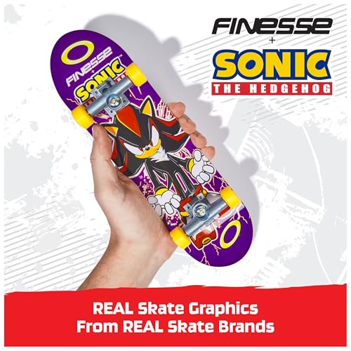 TECH DECK, Finesse X Sonic The Hedgehog Handboard; Authentic Mini Skateboards, Kids Toys for Boys & Girls, Ages 6 and up (Hands Use Only) - style: Finesse x Sonic The Hedgehog