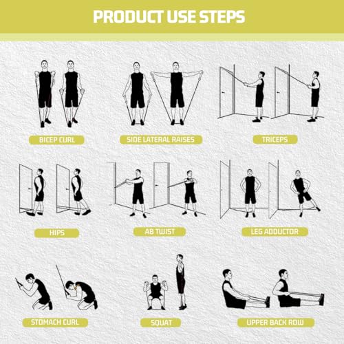 VEICK 10-150LBS Resistance Bands with Handles, Ankle Straps, Door Anchor | Accredited Lab Certified, 100% Natural Latex, Versatile for Yoga, Pilates, Strength, Home Gym - color: Army Green, style: 10-150LBS
