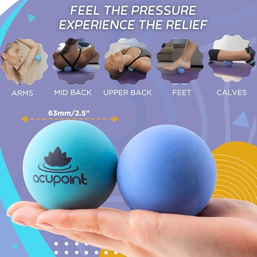 Acupoint Massage Therapy Ball Set of 2 - Myofascial Release, Trigger Point & Deep Tissue - Lacrosse Ball for Back, Neck, Foot and Plantar Fasciitis Relief - style: Blue