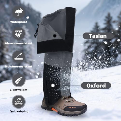 Waterproof Adjustable Hiking Gaiters for Men and Women, Snow Boots-Gaiters for Hiking in Hunting Sand Mud Mountain Climbing Snowshoeing - color: Grey