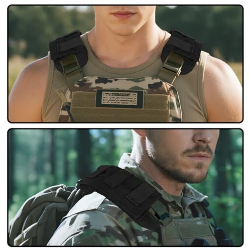 2pcs Shoulder Strap Pads, Soft Comfortable Strap Pads for Vest Plate Carriers Backpacks Nylon Breathable Replacement Cushion Padding Fit 2 to 3'' Sling Bag Crossbody Shoulder Straps (Black)