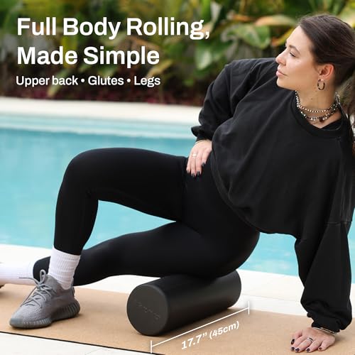 6-in-1 Foam Roller Set with Resistance Bands & Lacrosse Ball | Extra-long 18" foam roller and 17" massage stick provide greater coverage for faster, more effective full-body muscle relief.