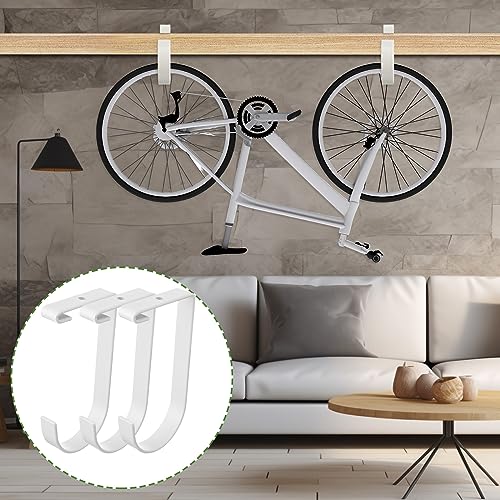 Soaoo 8 Pieces Storage Flat Hook Bicycle Flat Thickened Hooks Add on Hanging Bike Hooks for Overhead Garage Rack Wall Shelving Ceiling Accessory (White)