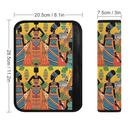 2 Pack Black Woman Ethnic Afro African Traditional Exotic Tribal Car Seat Belt Pad Soft Padded Automotive Seat Belt Protector for Child, Stroller Pushchair High Chair, Shock Absorption - color: Pattern 664