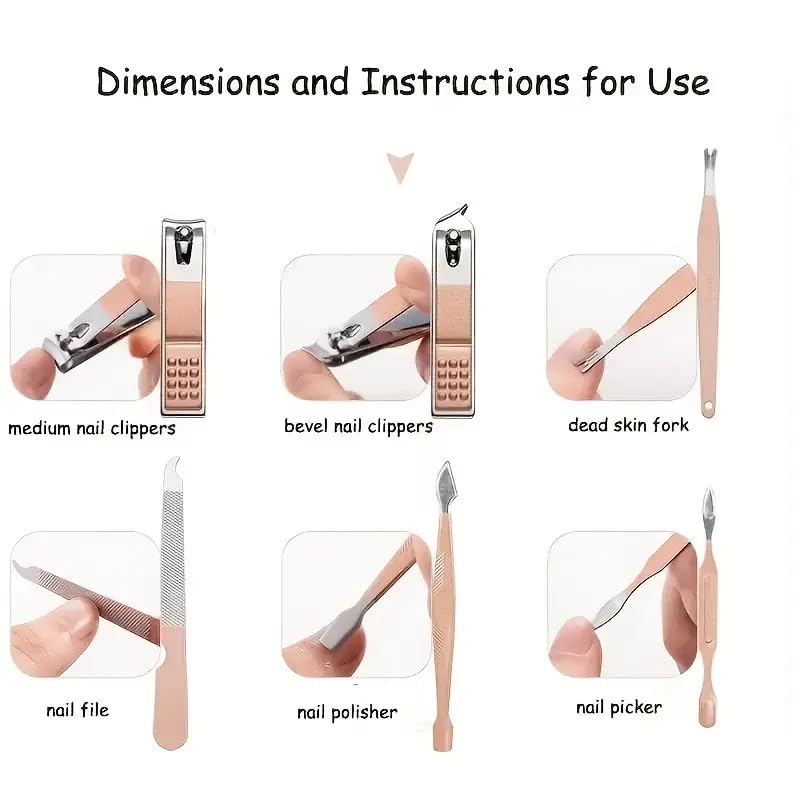 Nail Clipper Manicure Set, 18 in 1 Stainless Steel Professional Pedicure Kit Nail Scissors Grooming Kit with PU Leather Case for Travel & Home Use - size: 18 In 1