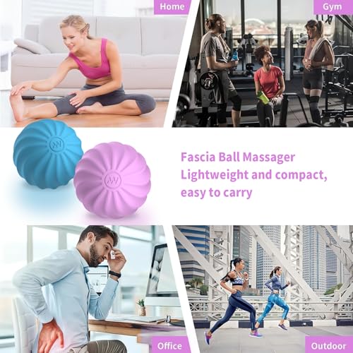 2.5" Mini Massage Ball, 10 Speeds Vibrating Massage Roller Ball for Palm, Hand, Foot, Leg, Neck, Back, Trigger Point Muscle Therapy Ball for Myofascial Release, Plantar Fasciitis Relief (Purple) - color: Purple