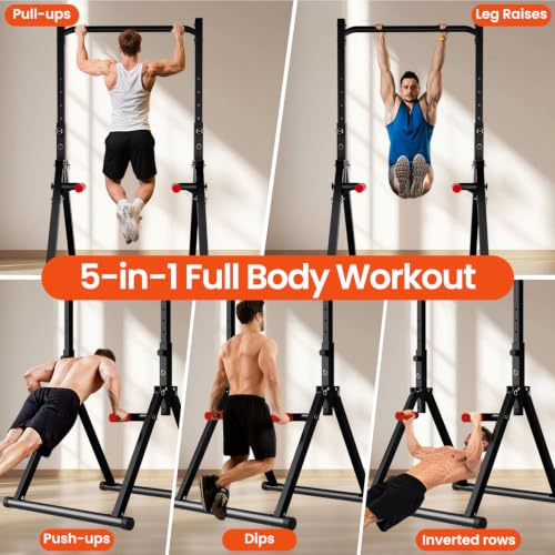 DOBESTS Power Tower Pull Up Bar Free Standing, Foldable Pull Up Station - color: Black Style 2 - Pull Up Bar