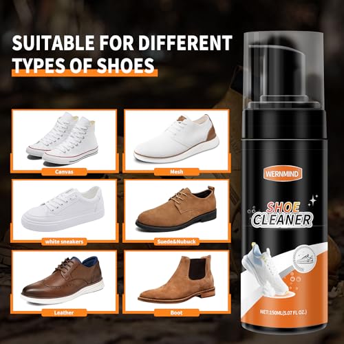 White Sneaker Shoe Cleaner Kit Tennis Shoe Cleaning Foam Brush Kit