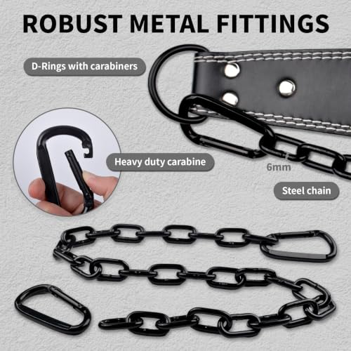 Weight Lifting Dip Belt with 36 Inch 6mm Thick Steel Chain for Weight Lifting, Pull Ups, Squats, Bodybuilding Training - color: Black