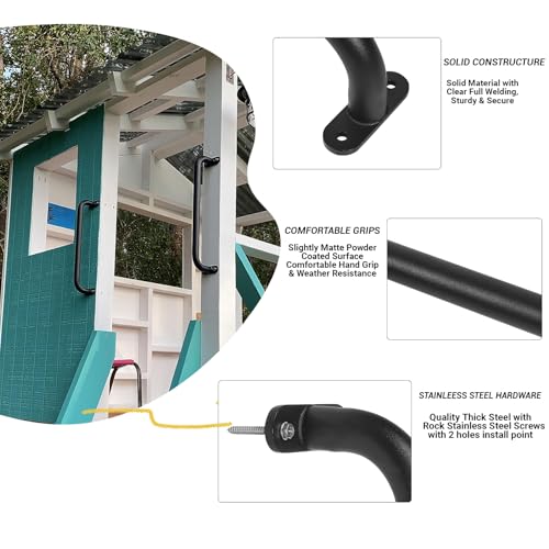 4 Pack 17 Inch Black Playground Equipment Handles Metal - Playset Slide Handles, Swing Sets Accessories Grab Bars, Kids Climbing Monkey Bar for Playhouse, Treehouse, Jungle Gym - color: Black-4pack