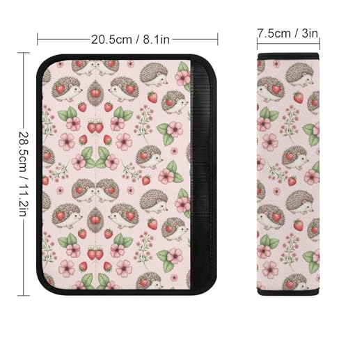 Universal Soft and Comfortable Seat Belt Cover for Adult Use, Stroller Pushchair High Chair, 2 Pack Hedgehog Floral Flower Strawberry Shoulder Harness Cover - color: Pattern 1011
