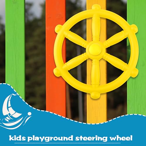 Playground Steering Wheel Plastic Pirate Ship Wheel Playground Swingset Steering Wheel Playset Accessories for Kids Outdoor Backyard Playhouse Treehouse (1, Yellow) - color: Yellow