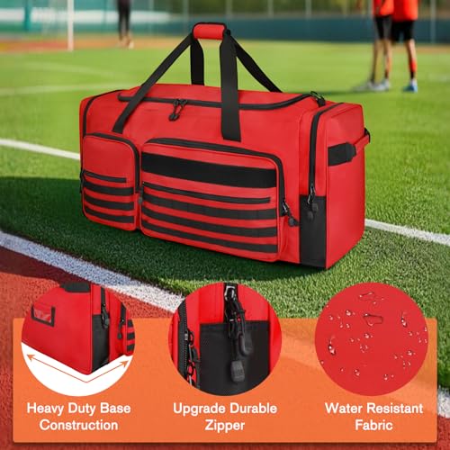 Goloni 130L Heavy Duty Large Duffle Equipment Bag,Catchers Gear Bag with Shoe Compartment,Baseball Duffle Bag - color: Red