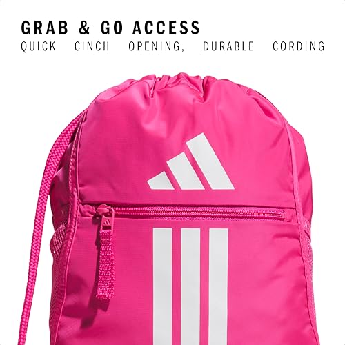 adidas Alliance Sackpack – Drawstring Backpack for Sports, Small Gym Bag, Team Shock Pink 2/White/3, OSFA - color: Team Shock Pink 2/White/3
