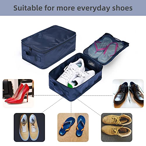 Travel Shoe Bags, Foldable Waterproof Shoe Pouches Organizer-Double Layer (4 Navy Shoe Bag) - color: Navy, size: 4 Packs